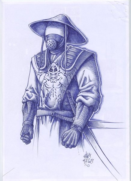 Эскизы тату Самурай на предплечье