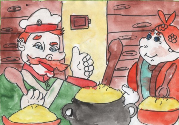 Иллюстрация к сказке каша из топора