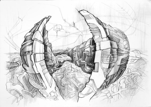 Эскиз фантастического города