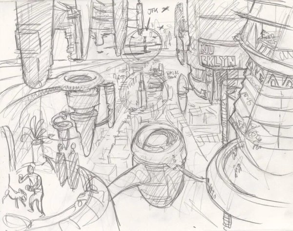 Город будущего рисунок для детей