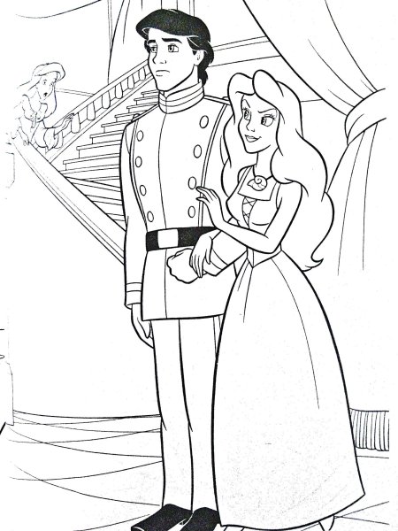 Раскраска Покахонтас с принцем