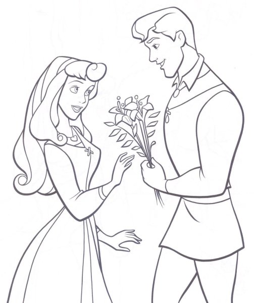 Золушка и принц раскраска