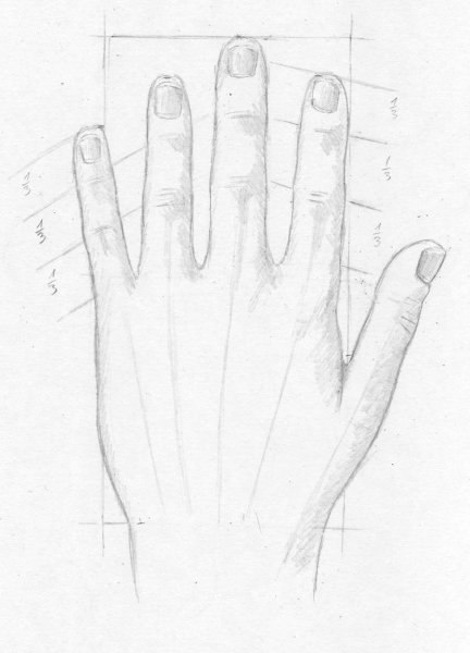 Ладонь человека карандашом