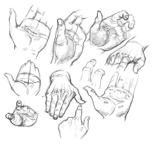 Наброски кистей рук карандашом