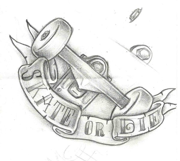 Скейт тату эскиз