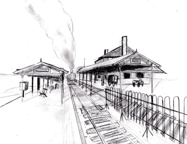 Вокзал рисунок