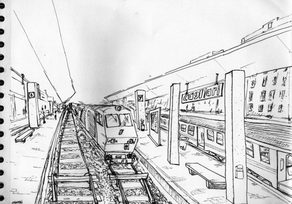 Железнодорожный вокзал раскраска