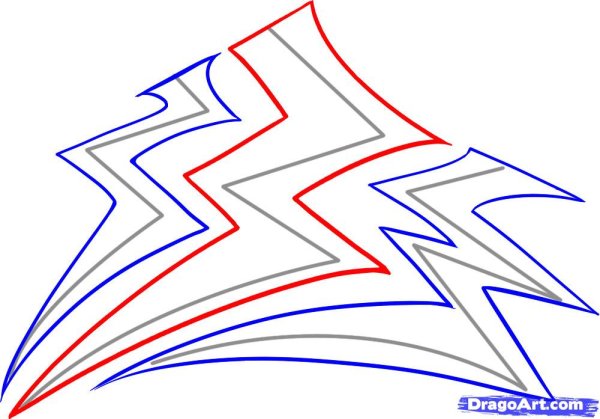 Легкий и простой рисунок молнии