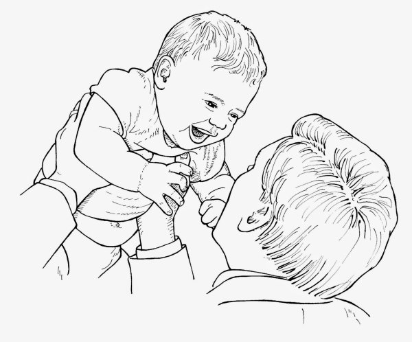 Папа с сыном карандашом