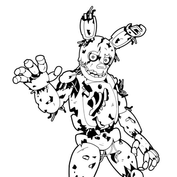 Раскраска ФНАФ АНИМАТРОНИК Голден Фредди