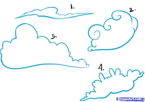 Поэтапное рисование облаков