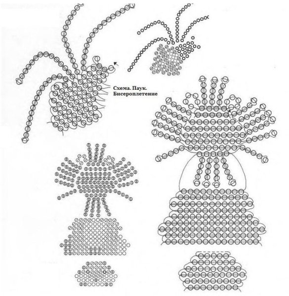 Паук из бисера схема