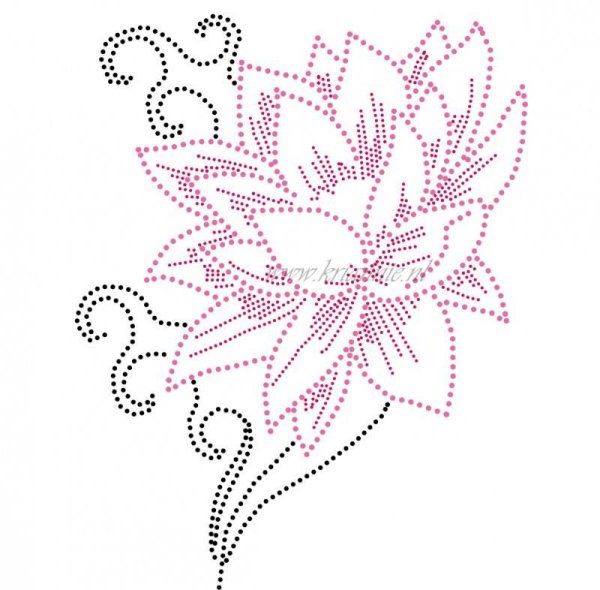 Цветы стразами трафарет