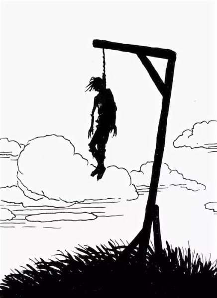 Силуэт повесившегося человека