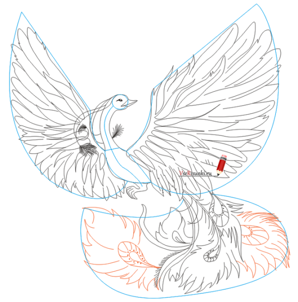 Птица счастья рисунок карандашом для срисовки