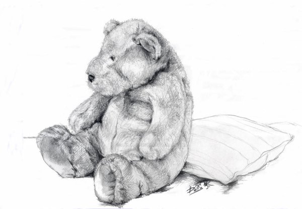 Плюшевый мишка карандашом