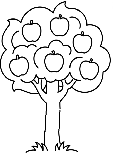 Яблоня раскраска для детей