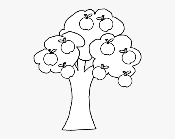 Рисование дерево яблоня