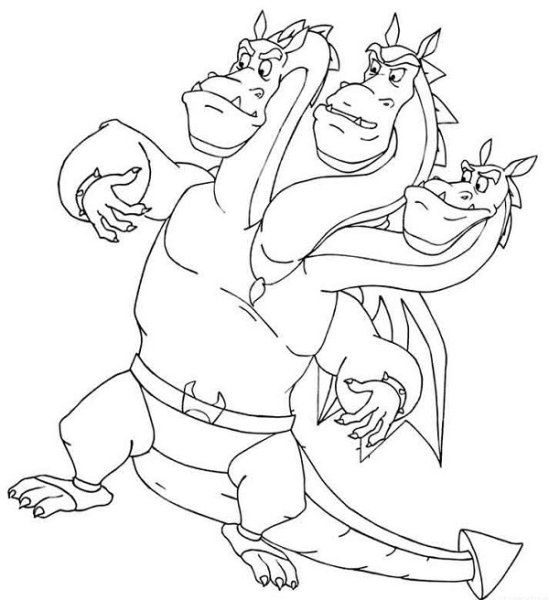 Раскраска Иван Царевич и серый волк змей Горыныч