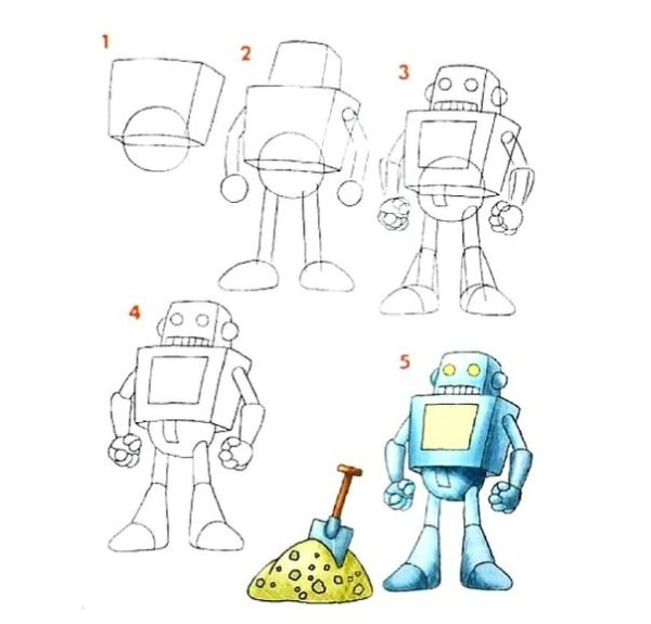 Раскраска милый робот