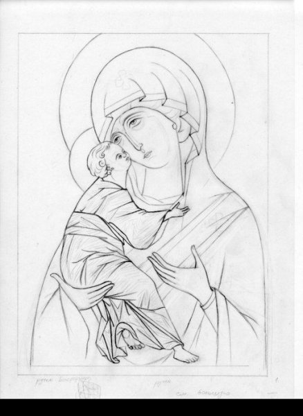 Икона Божией матери прорись