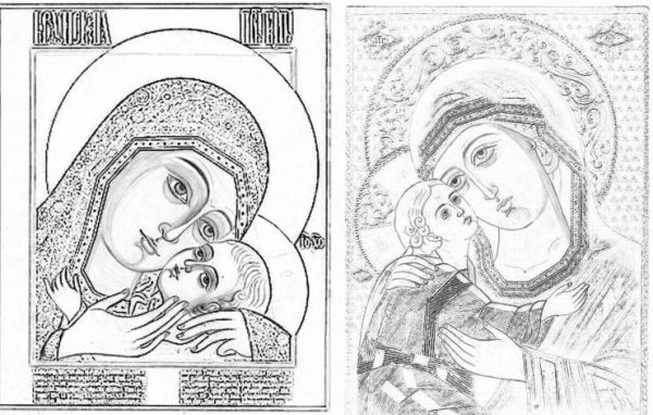 Казанская икона прорись