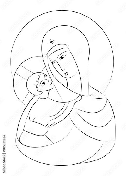 Прорись иконы Богородицы без младенца