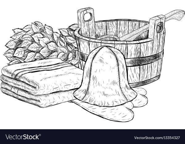 Банные принадлежности карандашом