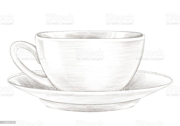 Поэтапное рисование чашки с блюдцем