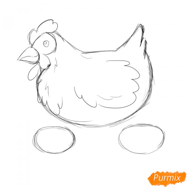 Курица рисунок для детей карандашом