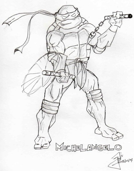 Нарисовать Микеланджело Черепашки ниндзя