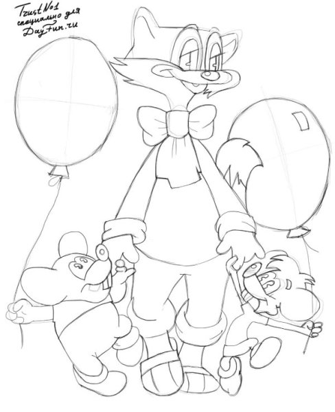 Кот Леопольд рисунок карандашом