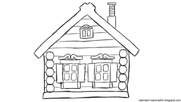 Рисование деревянный дом