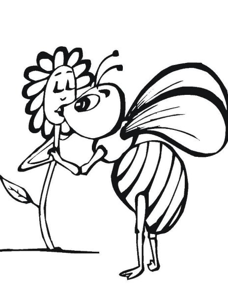 Пчела раскраска с карандашом