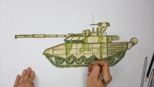 Танк т-90 рисунок карандашом