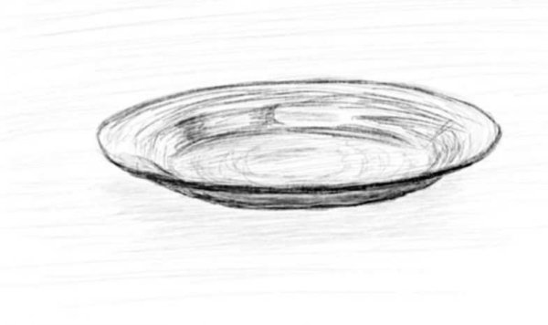 Тарелка рисование вид сбоку
