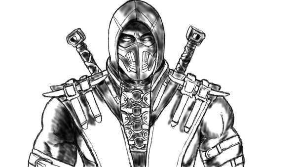 Раскраска мортал комбат Скорпион мк11