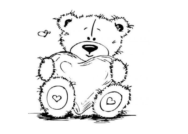 Мишка с сердечком рисунок для срисовки