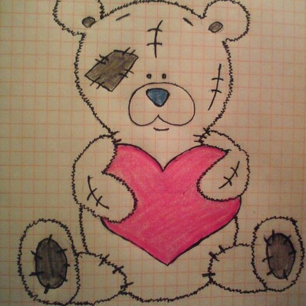 Мишка Тедди рисунок карандашом