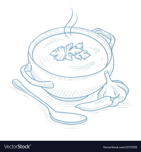 Рисование тарелка с борщом