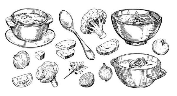 Скетч тарелка супа