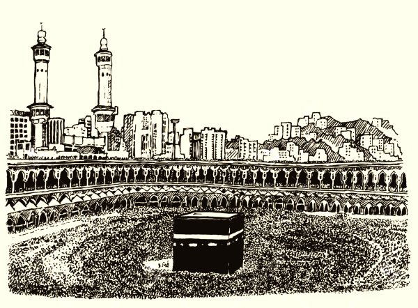 Храм Кааба в Мекке рисунок