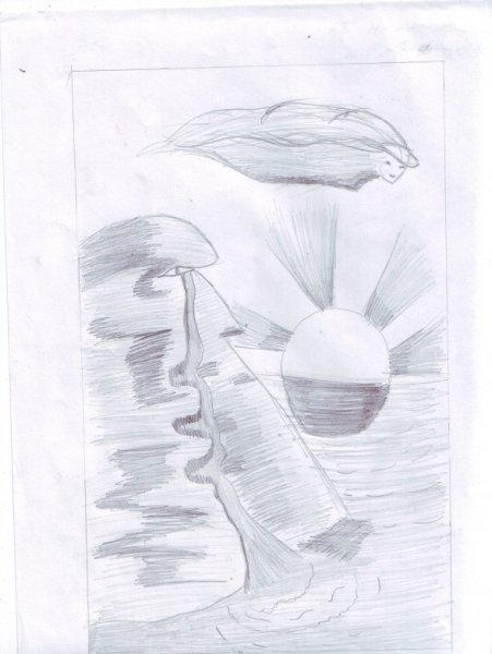 Иллюстрация к стихотворению Лермонтова Утес карандашом