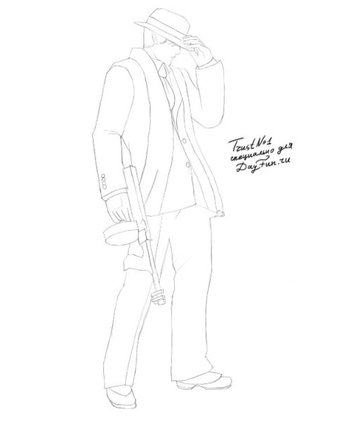 Гангстер рисунок карандашом