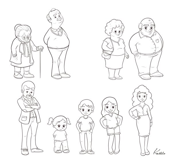 Раскраска семья из 4 человек