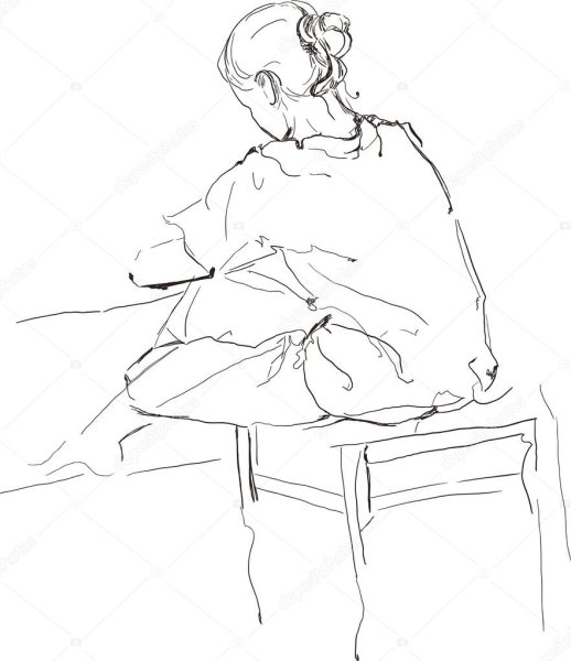 Наброски людей карандашом сидя