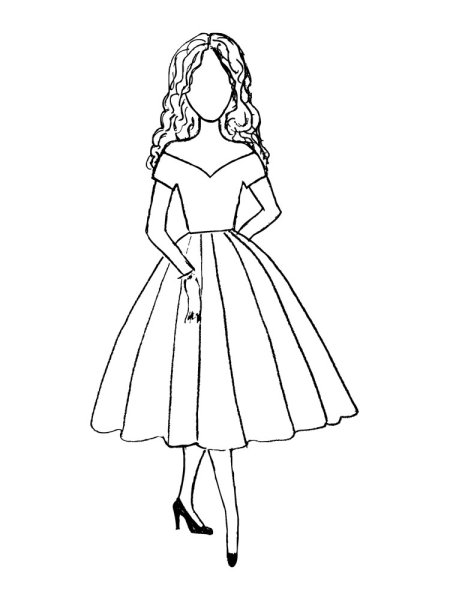 Рисунки девушек в платьях карандашом