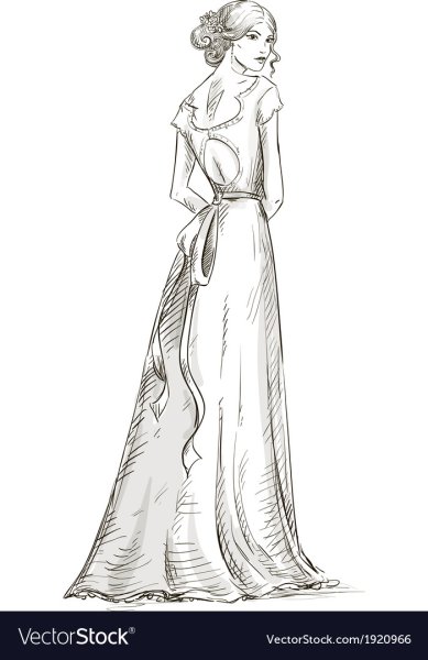 Девочка в платье рисунок карандашом