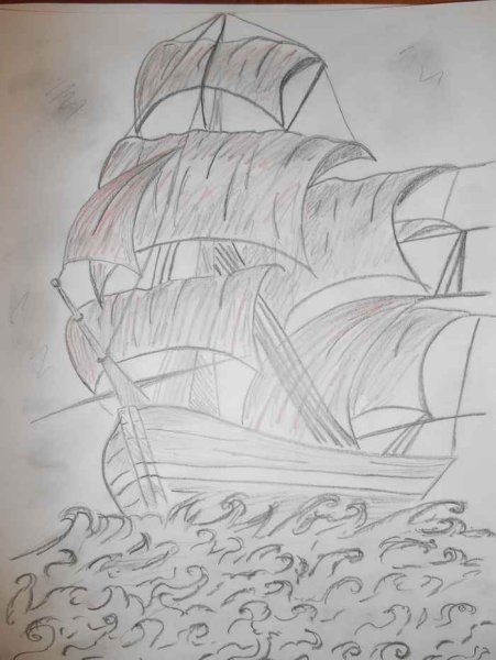 Парусник рисунок карандашом