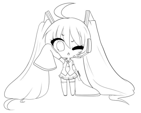 Хатсуне Мику раскраска Чиби